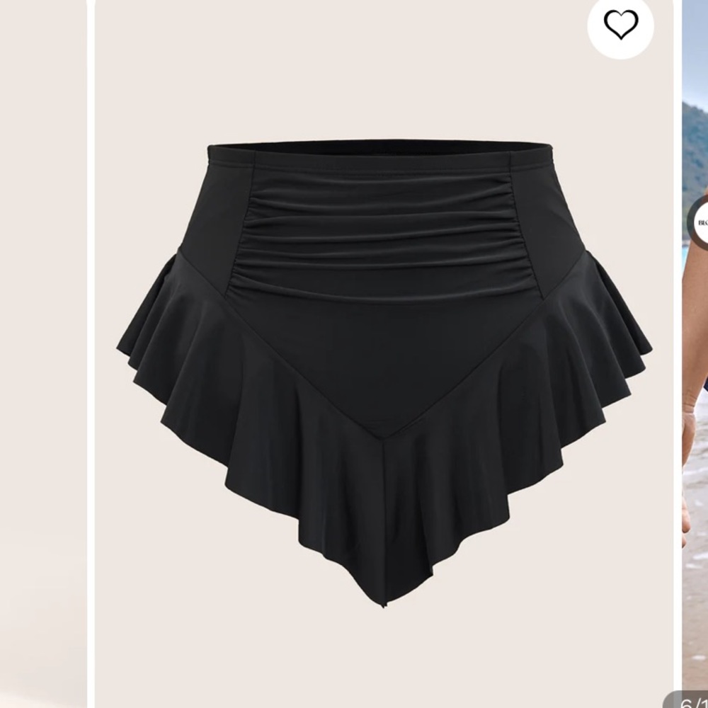 Bloomchic Ruffle Trim Ruched Front Swim Bottom - Picture 4 of 7